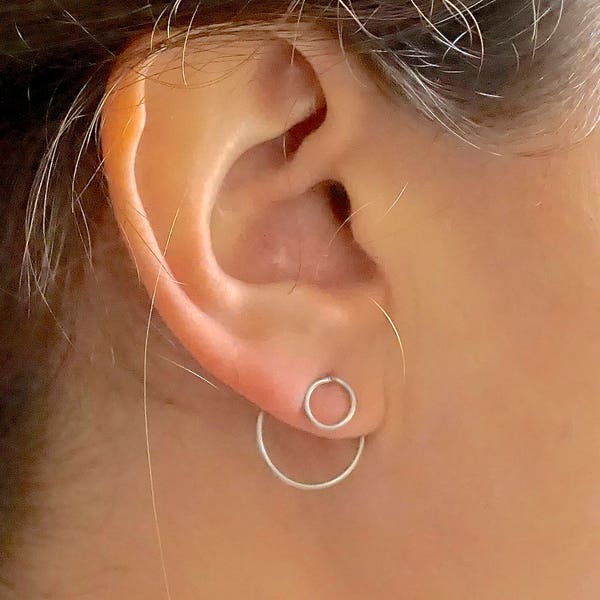 7mm Open Circle Ear Jacket Earring | Sterling Silver Gold Filled Rose Gold Filled Earrings jewelry minimalist geometric gift for her 071