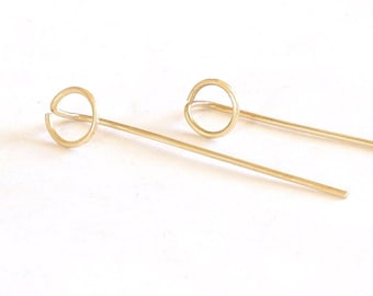 14k Gold 7mm Open Circle Threader Earring Solid Sterling Silver Gold Filled Rose Gold Filled Earrings earrings bar jewelry minimalist 029