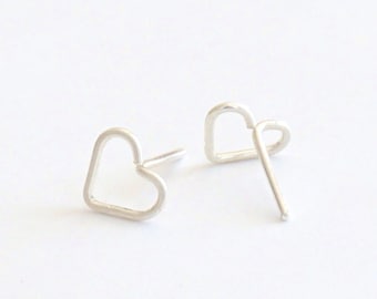 8mm Open Heart Stud Earring Solid Sterling Silver Gold Filled Rose Gold Filled Earrings jewelry minimalist geometric 036