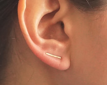 Tiny Ear Climber Earring 14k Gold Fill Rose Gold Fill Sterling Silver earrings Minimal jewelry threader jewelry Everyday earrings 019