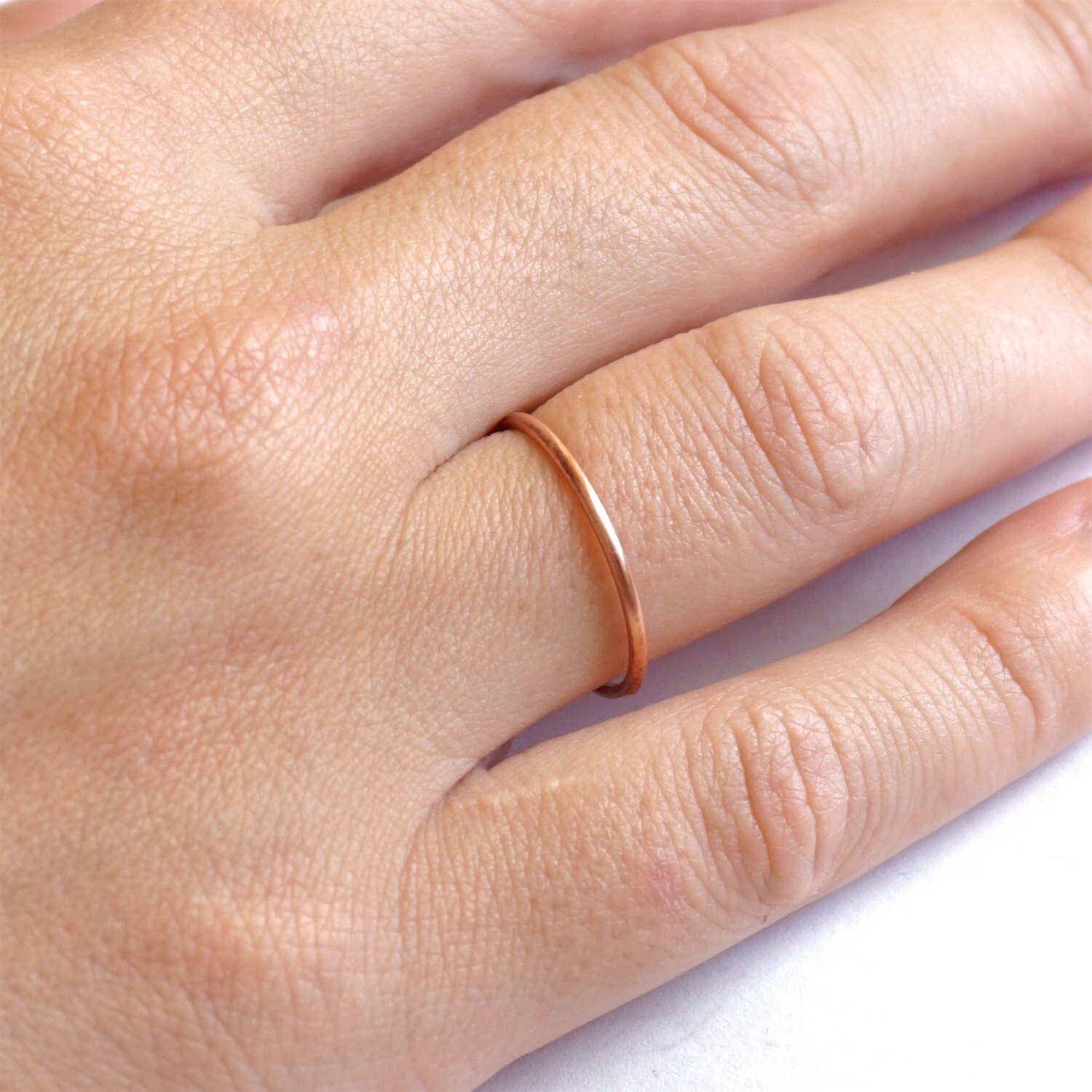 14k Gold 1mm Round Ring With Rounded Ends Stacking Ring Adjustable Ring ...