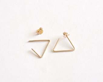 15mm Open Triangle Earring 14k Gold Fill Rose Gold Fill Sterling Silver earrings Minimal jewelry threader jewelry Everyday earrings 034