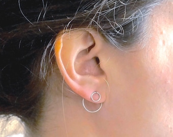 7mm Open Circle Ear Jacket Earring | Sterling Silver Gold Filled Rose Gold Filled Earrings jewelry minimalist geometric gift for her 071