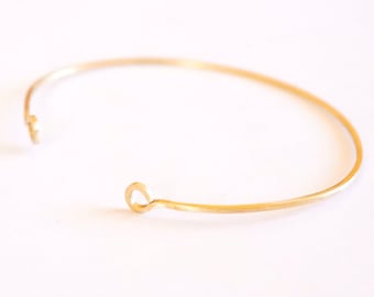 1.5 mm Square Cuff Bracelet with Circle Ends Thin Cuff Bracelet Brass Bangle Delicate Jewelry Stacking Bracelet Minimalist Thin Cuff 005