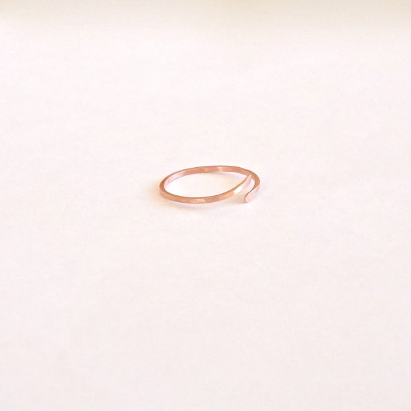 1mm Square Hammered Ring with Tapered Ends Stacking Ring Adjustable ring Copper jewelry brass sterling silver 14k gold fill ring minimal 021