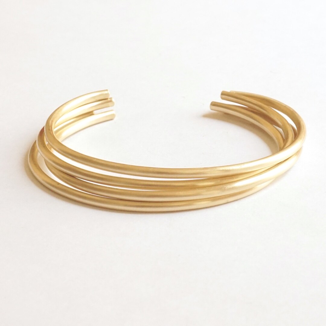 2mm Round Bracelet W Rounded Ends Thin Cuff Bracelet Brass Delicate ...