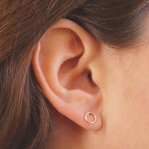 7mm Open Circle Stud Earring 14k gold Solid Sterling Silver Gold Filled Rose Gold Filled Earrings jewelry minimalist geometric 010