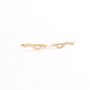 Tiny Wave Ear Climber Earring 14k Gold Fill Rose Gold Fill sterlingzilveren oorbellen Minimale sieraden threader sieraden alledaagse oorbellen 027
