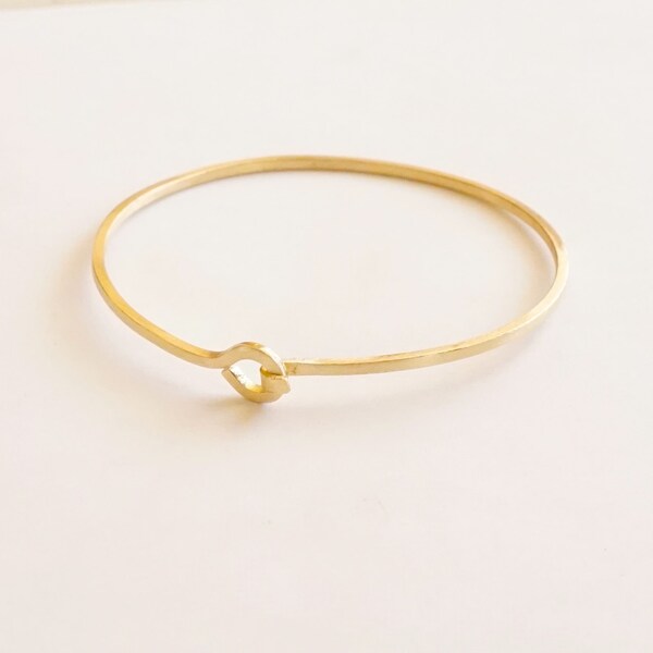 1.5mm Square Hook & Eye Bangle Bracelet Thin Cuff Bracelet Brass Bangle Delicate Jewelry Stacking Bracelet Minimalist Thin Cuff 003