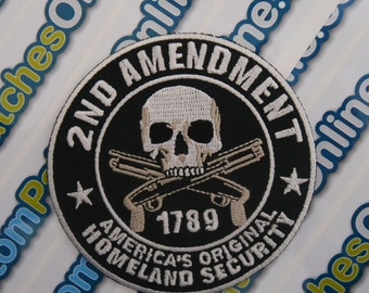 2nd AMENDMENT PATCH US CONSTITUTION GUN RIGHTS embroidered Hook & Loop SECOND 2A 