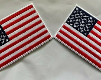 USA American Flag Embroidered (2 patches) 2.25x3.5"
