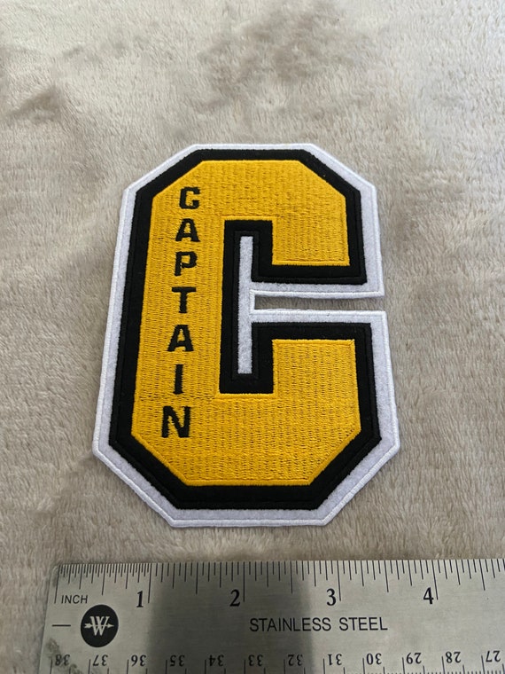 Black Captain C Patch 4 Stars Sewing On for Jersey Football, Baseball.  Soccer, Hockey Jersey(Black Whtie)