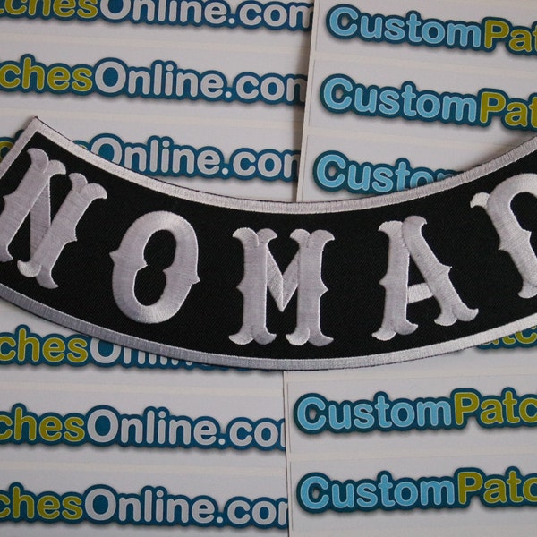 Nomad Bottom Rocker Patch motard Outlaw blanc et noir pour veste ou gilet en fer