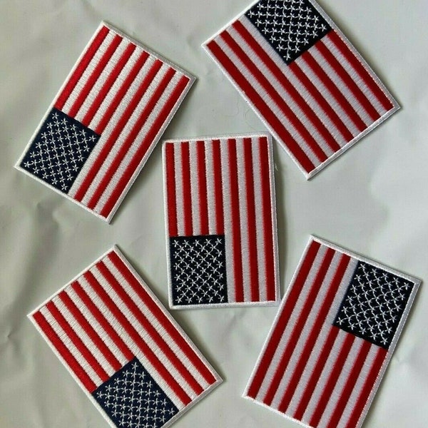 USA American Flag Embroidered Iron- On Patch (5 patches) 2.25x3.5"