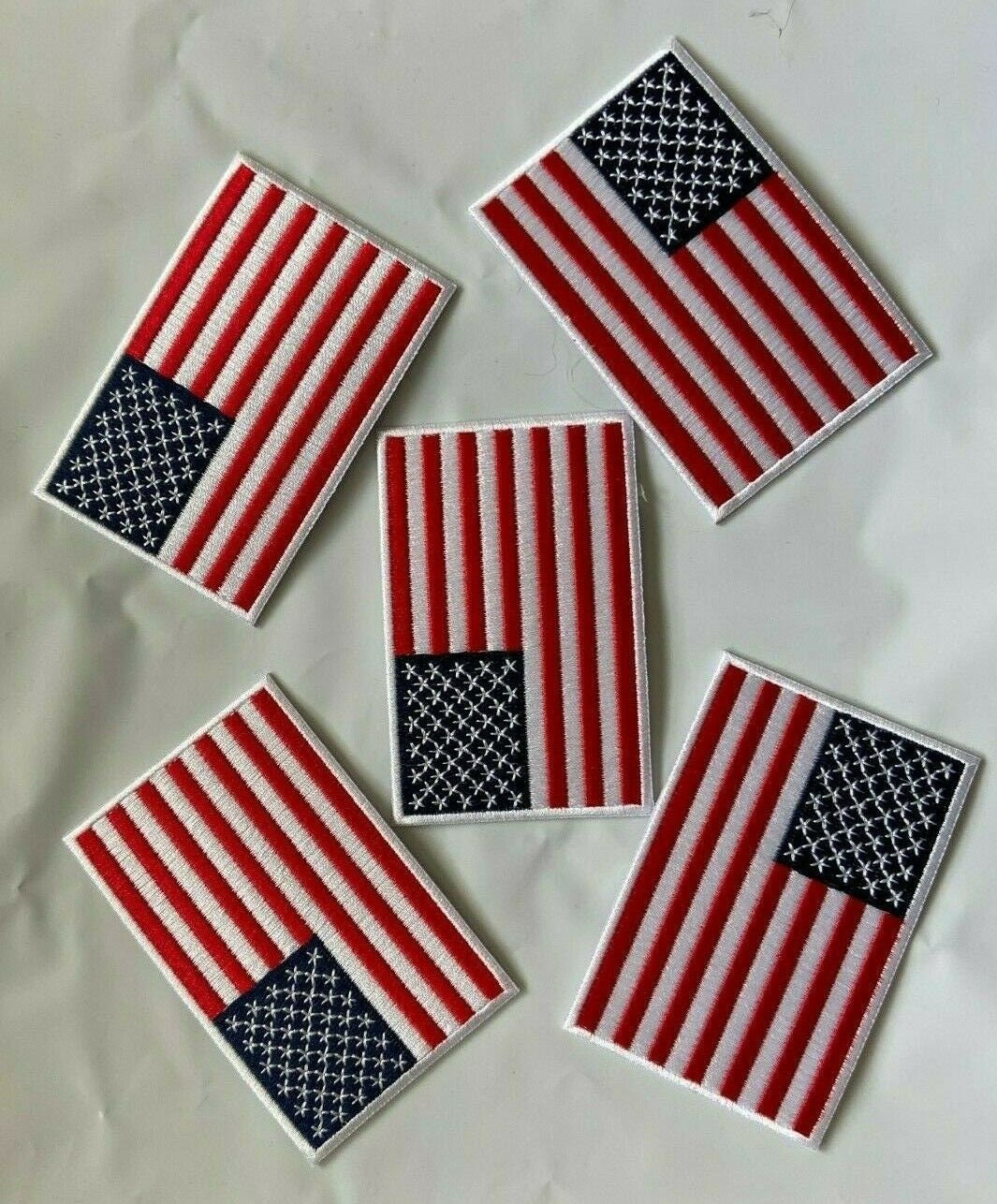 USA American Flag Embroidered Iron on Patch 5 Patches 2.25x3.5 