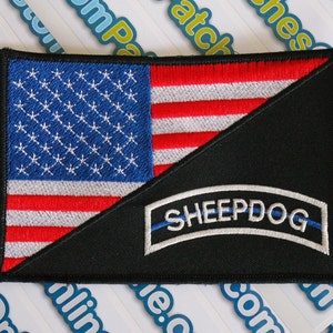 5 x 3 Zoll USA Sheepdog Blue Line Aufnäher