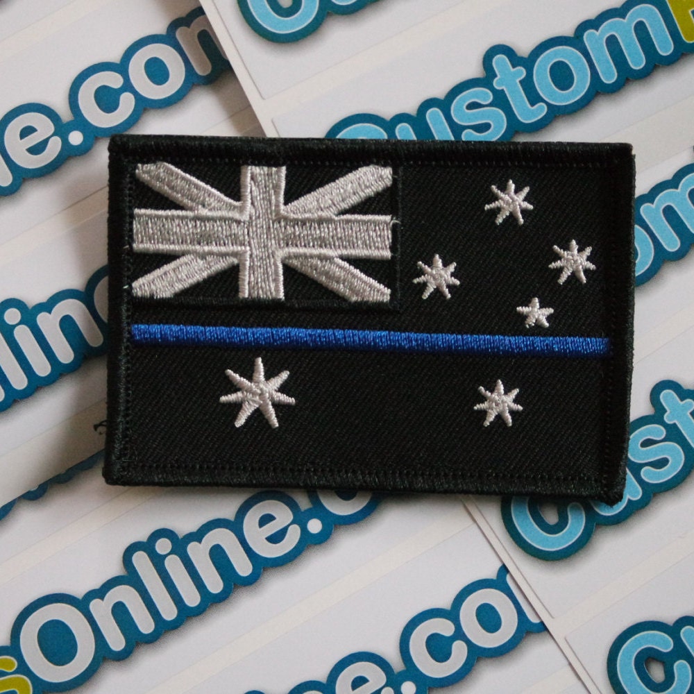 Australian Flag Patch With Subdued Thin Blue Line | Etsy