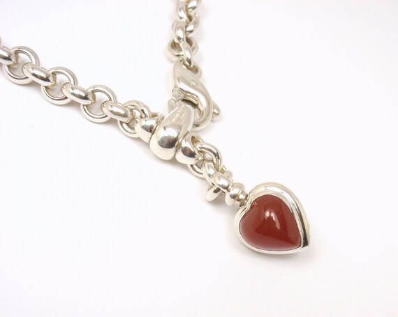 Sterling Silver Carnelian Onyx Heart 