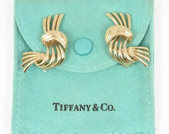 Vintage Tiffany & Co McTeigue 14K Yellow Gold Large Rope Knot Clip-On Earrings