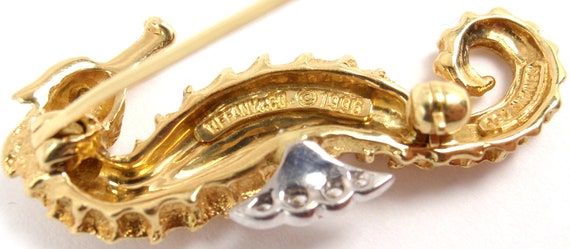 RARE Vintage Tiffany & Co 18K Gold Diamond Emeral… - image 3