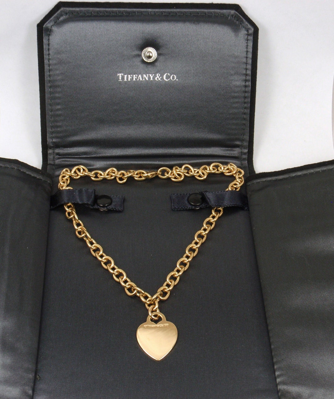 Tiffany Co 18K Yellow Gold Heart Tag Choker Necklace 16