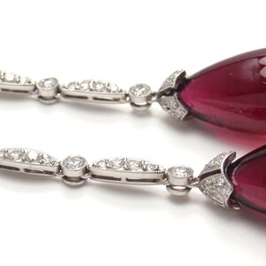 Rare Tiffany & Co Platinum Pink Tourmaline Rubellite Diamond Drop Dangle Earrings w/box image 2