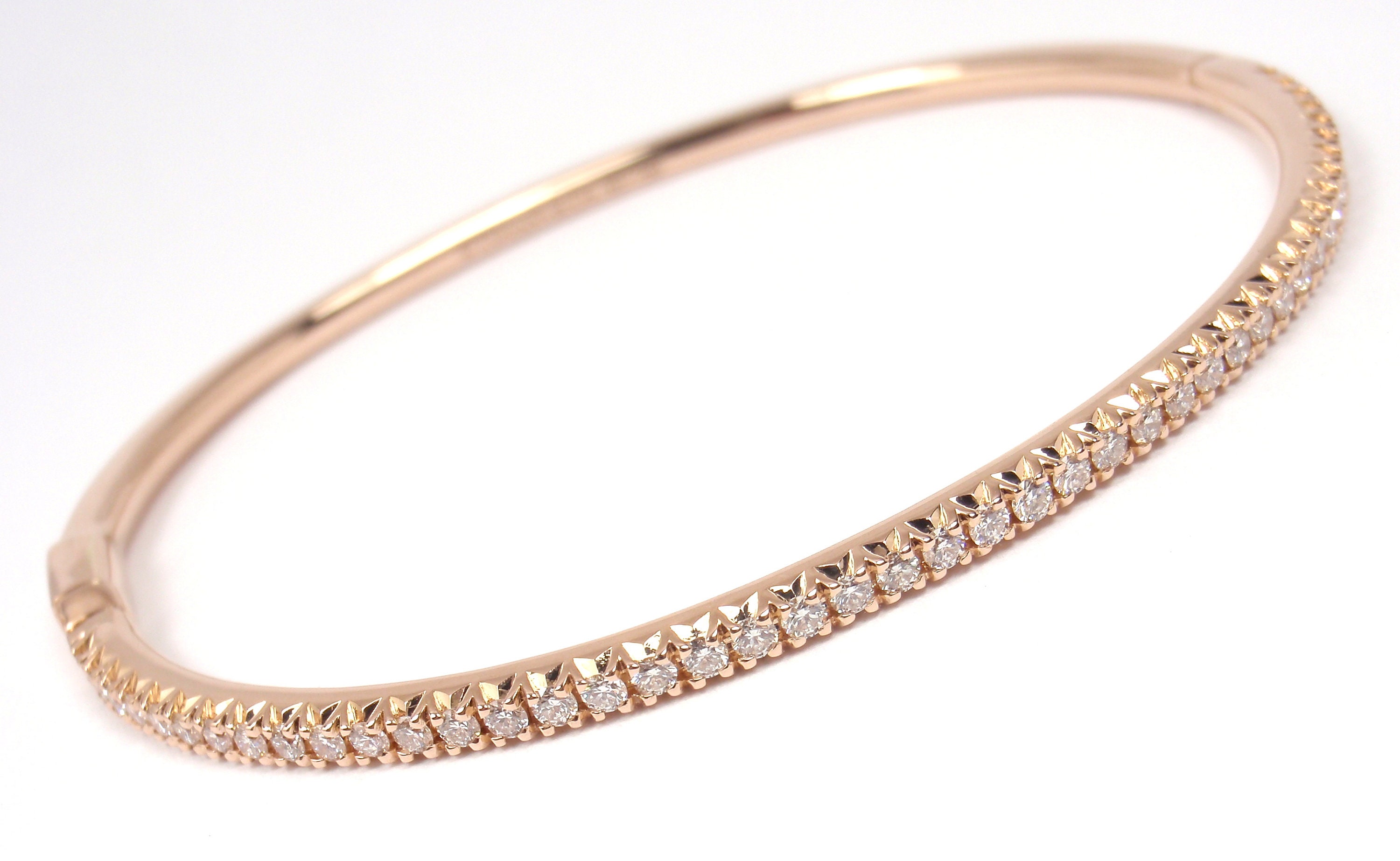 Tiffany & Co. Authentic 18k Yellow Gold and Diamond Hinged Bangle