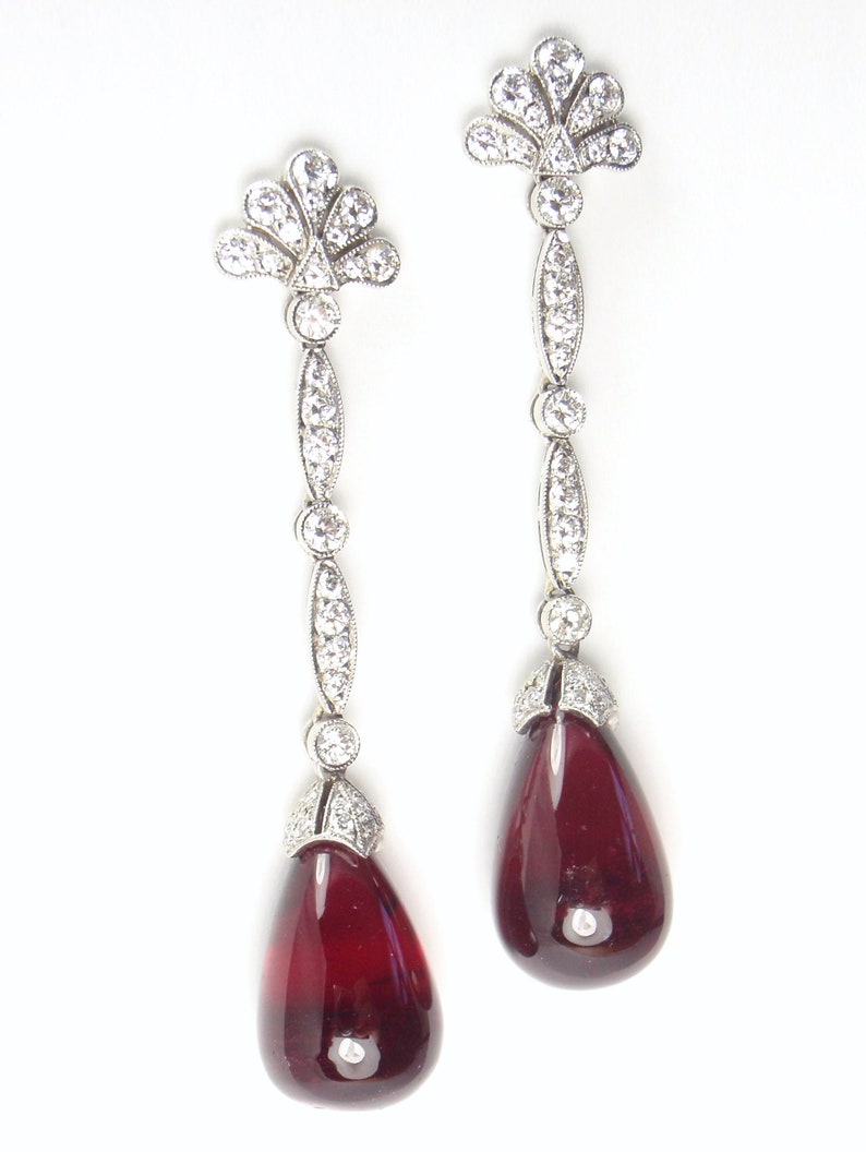 Rare Tiffany & Co Platinum Pink Tourmaline Rubellite Diamond Drop Dangle Earrings w/box image 1