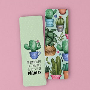 Bookmark - Plants - Happiness is made of love, dreams and plants - Bookmark - Reading - Book - Inspirational phrase - Quote