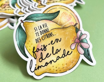 Sticker - If life gives you lemons, make lemonade - For laptop, bottle, notebook - Inspirational phrase - Quote