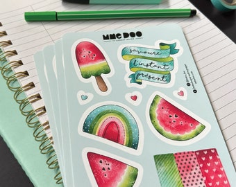 Sticker Sheet - Watermelon - Savor the Moment - Illustrated Sticker - Summer - Melon - Popsicle - Washi - Mrs. Doo