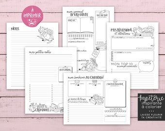 Creative Coloring Stationery Artist Flower Printable Pages with Illustration Gratitude Journal Download Inspirational Phrase