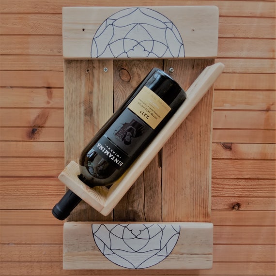 Wine Rack Cabinet Wooden Counter Tabletop Bottle Storage Facility From Recycled Surfaces