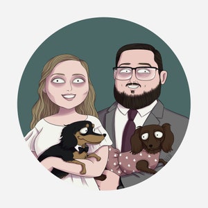 Cartoon family portrait, custom digital portrait