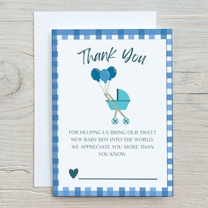 Labor and Delivery Nurse Thank You Card | Printable Download | Postpartum Gift Baby Boy Card | Midwife Doula Appreciation