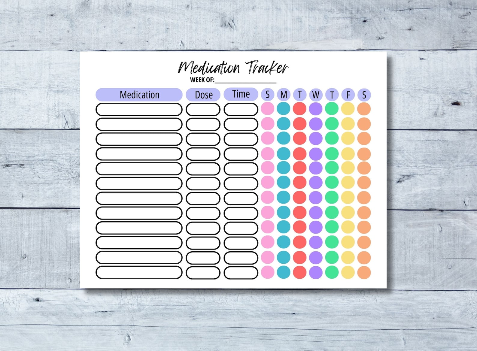 Printable Medication Tracker Weekly Medication Tracker Children's