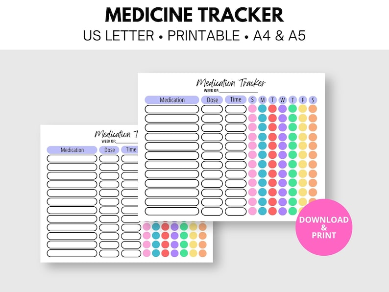 Printable Medication Tracker | Weekly Medication Tracker | Children's Medicine Log | Medicine ...