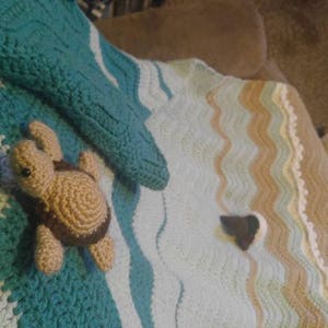 Sea Turtle Crochet Blanket Blanket Pattern Only Beach Ocean Afghan image 2