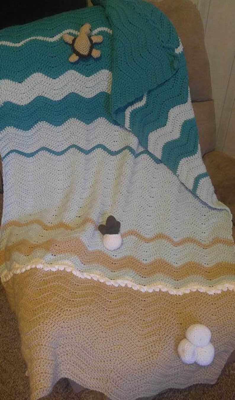 Sea Turtle Crochet Blanket Blanket Pattern Only Beach Ocean Afghan image 4