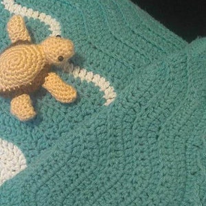 Sea Turtle Crochet Blanket Blanket Pattern Only Beach Ocean Afghan image 1