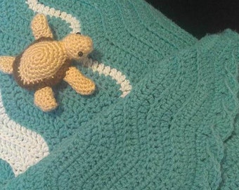 Sea Turtle Crochet Blanket *Blanket Pattern Only* Beach Ocean Afghan