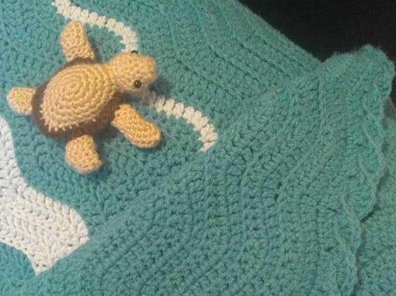 Sea Turtle Crochet Blanket Blanket Pattern Only Beach Ocean Afghan image 1