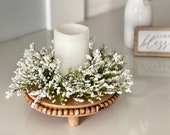 ON SALE Farmhouse spring white candle ring, farmhouse everyday decoration,12 3 inner candle ring, small wreath, candle pillar decoration