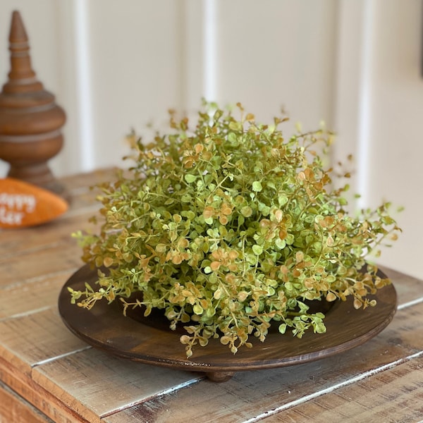 Everyday farmhouse, French country greenery decor, 7 inch half sphere, Tiny leaf, two toned greenery, bowl filler 7in tall, 9in wide