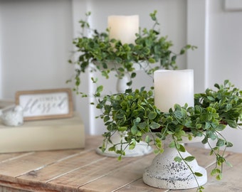 Greenery Farmhouse vine candle ring, farmhouse everyday decoration,  small wreath, 2 sizes available