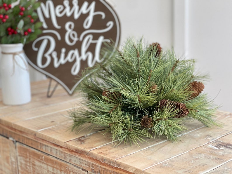 Christmas Farmhouse Bowl Filler Half Spheres Evergreen Large Etsy