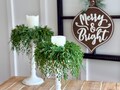 Emerald Canopy Candle Ring: Christmas 4" Candle Ring, Soft Touch Emerald Cedar, Holiday Farmhouse, Winter Mantel Decor, 4in/12in Candle Ring