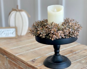 FALL Farmhouse weathered greenery, neutral autumn farmhouse  decoration, 4 inch candle ring or small wreath,