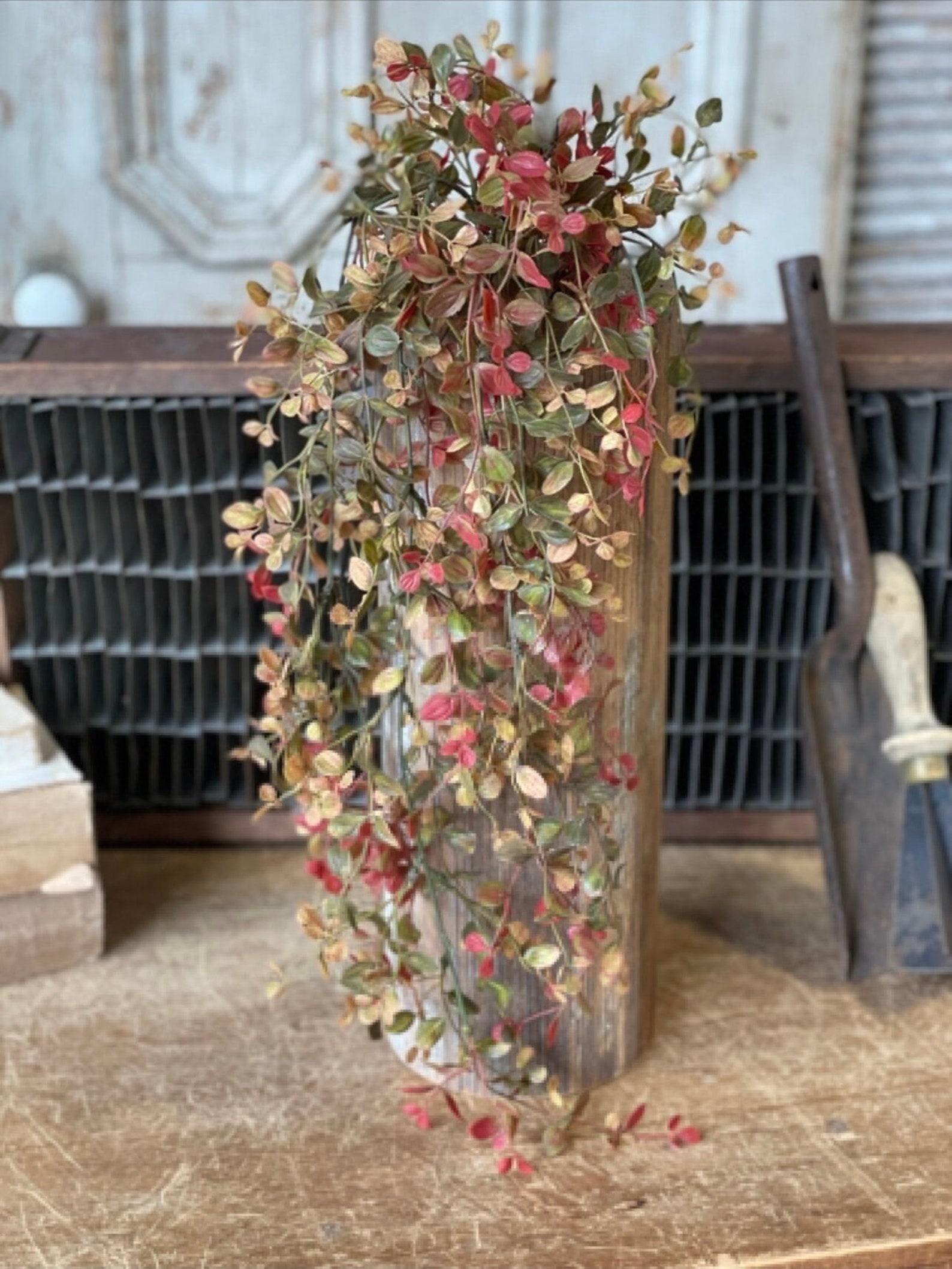 Fall Autumn 34 Inch Hanging Vine Drop Stems, Olive Green Leaves, Hints ...