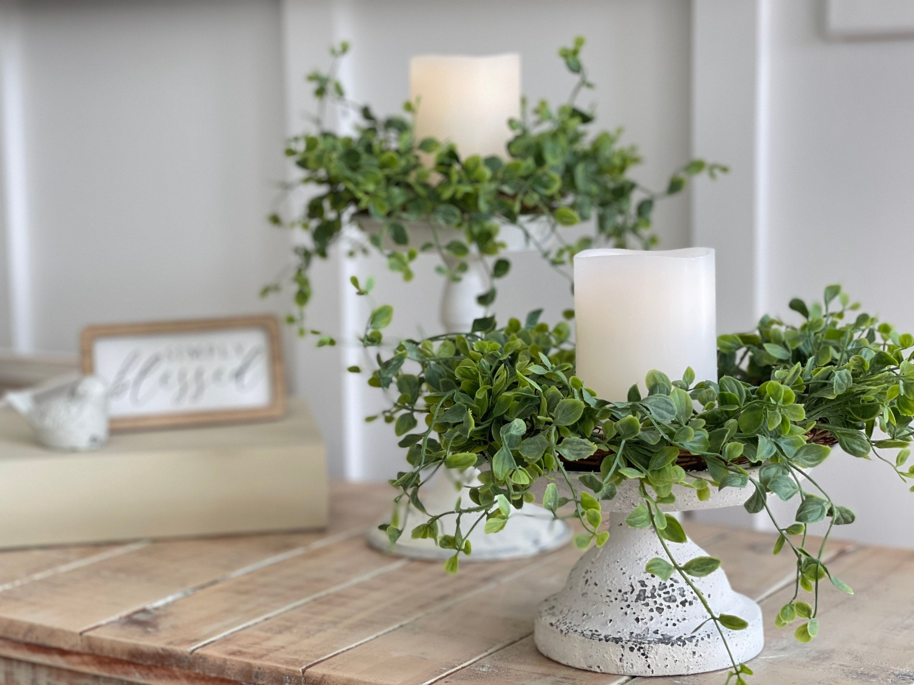 Eucalyptus Candle Ring Wreath, Greenery Candle Ring, Floral Candle Ring,  Small Farmhouse Wreath